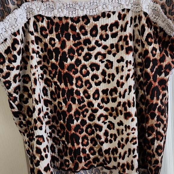 Vintage Wild Love Women's Leopard Print Cropped Tank Top Size Med Lace Coquette - Picture 3 of 8